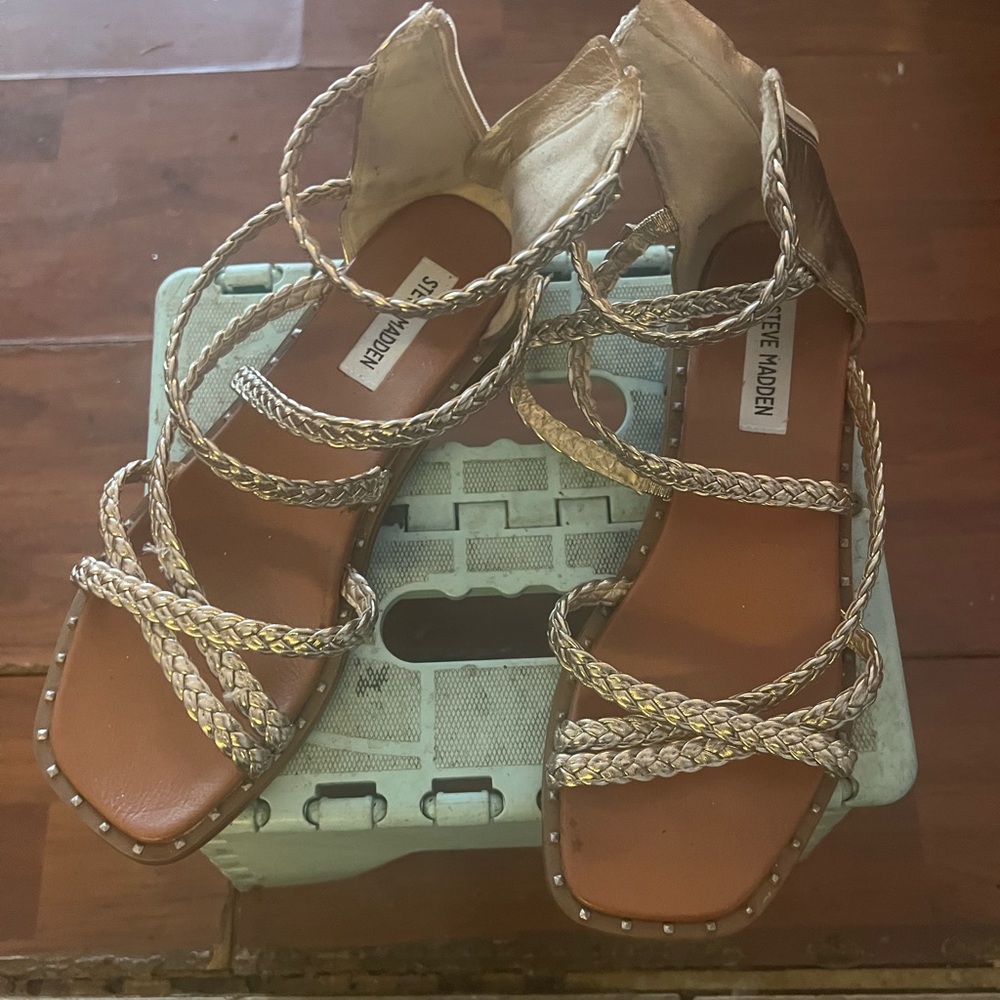 Steve Madden Women's Braided Sandals - Cream and Tan